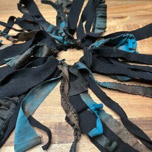 Blue Fringe Hair Tie Black Mummy Costume Halloween Ponytail Cheerleader Zombie